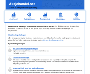 aksjehandel.net: Aksjehandel - Guide til å handle aksjer
Norsk guide til aksjehandel. Tjen penger på aksjer.