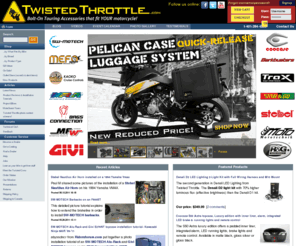 throttle-twister.com: TwistedThrottle.com
Twisted Throttle LLC. - Sport and Adventure Touring Equipment - North American importer and distributor for SW-Motech, MRA Windscreens, Bags-Connection Electric Tankbags, Barkbusters Hand Guards, Kaoko Throttle Locks, Denali LED headlights, Micatech luggage, Techmounts, dealer for GIVI USA, Gerbing Heated Clothing, and more! We offer the best selection of motorcycle hard luggage, windscreens, centerstands, and crashbars for metric bikes on the Internet!