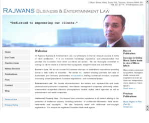 canadaentertainmentlaw.com: Canadian Entertainment Lawyer
Canadian entertainment lawyer Jindra Rajwans leads the practice of Rajwans Business and Entertainment Law located in the Yorkville area of downtown Toronto Ontario Canada