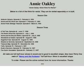 wraps4fun.com: "Annie Oakley 16mm Flim"
Annie Oakley 16mm Films For Rent