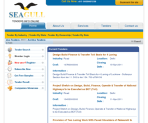 tendersinfoonline.com: Tender,Tenders,Tender News,India Tender,Tender India,Tender Information, Government Tenders, Global Tenders,Tenders Online , Tendersinfo ,Worldwide Tenders,International Tenders, Indian Tenders, Public Tenders, Indian Govt Tenders
Government Tenders, Tender Leads, Tender News, Tender Notifications ,Industry Tenders,Public Tenders,Indian government tenders and Project Info :Tendersinfoonline.com