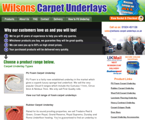 wilsons-carpet-underlays.co.uk: Buy Carpet Underlay from Wilsons
Buy now online Carpet Underlay, Carpet Gripper, Door Trims & Accessories at cheapest prices guaranteed with Next Day Delivery direct from our factory