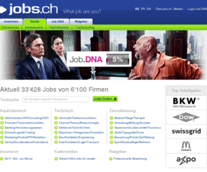 jobs.ch: jobs.ch - Der grösste Stellenmarkt der Schweiz mit den meisten Stellen und Jobs
jobs.ch - In diesem Stellenmarkt mit dem besten Angebot an Stellen und Jobs finden sie ihren Job in Geschäftsführung, Administration, Verwaltung, Banken, Versicherungen, Informatik, Telekom, Marketing, Verkauf, Ingenieurwesen, Chemie, Pharma, Gewerbe, Industrie, Bildung, Medizin