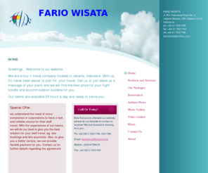 fariowisata.com: FARIO WISATA - Home
Click to enter your own short introduction, greeting, or tagline here. Your introduction is the most powerful area of your web site, and your first chance to make a great impression, so try to give it some oomph! Grab your visitors' attention, and they'll 