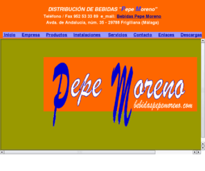 bebidaspepemoreno.com: Pepe Moreno,refrescos,cervezas,zumos,lacteos,licores,aguas,vinos
Pepe Moreno,refrescos,cervezas,zumos,lacteos,licores,aguas,vinos,blanco,tinto,rosado,cero cero,limon,naranja,cola,pia,melocoton,tomate,tropical,calcio