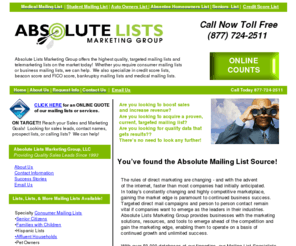 marketedge-solutions.com: Mailing List - Auto Owners Mailing List, Absentee Owners Mailing Lists, Medical Mailing Lists, Automobile Owners List
Mailing Lists to Increase Your Profits!  Customized mailing lists and telemarketing lists.  Auto Owners Mailing Lists, Absentee Homeowners Mailing Lists, Medical Mailing Lists, Homeowners Mailing Lists and more!