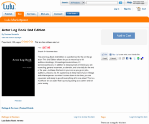 actorlogbook.info: Actor Log Book 2nd Edition by Desiree Markella in Business & Economics
Actor Log Book 2nd Edition by Desiree Markella: The Actor Log Book 2nd Edition is a perfect tool for the on-the-go actor! This 2nd Edition allows for you to record up to 60 auditions/bookings, 30 meetings/movies/shows, 21 workshops/classes, in addition to keeping track of checks you are expecting, general expenses, a calendar, and a tax tally for the end of the year. Just keep this book in your car as you go on jobs, auditions, classes, etc. It's a great way to keep track of your mileage and other expenses so when it comes down to tax time, you are organized and ready to go with everything all in one place! This is a must have for any actor that is pursuing acting as a career and not just a hobby.