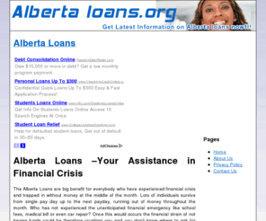 albertaloans.org: Alberta Loans | Instant Money in Your Account
Alberta Loans is easier than done. Why not apply for Alberta Loans in order for you to solve your monetary setbacks.