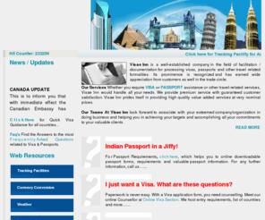 visaeinn.com: 24 Hour Indian Passport and Travel Visa Express Service for Indian Passport Renewals and First Time Applications, Immigration Services, Foreign Travel Consultants, Overseas Travel, Visa Consultants
Business offers from consultants providing passport, visa, immigration services, foreign travel consultation, India Visa apply online, Business, Tourist, Visae Inn offers many solutions to fit all of your passport and visa  needs, overseas travel & visa consultants.