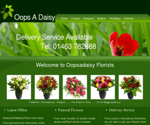 oopsadaisy.info: Oops A Daisy Florist, Beauly, weddings, bouquets, wreaths, flowers, Inverness, Dingwall, Rosemarkie, Drumnadrochit, Achnagairn, Loch, Highlands, we deliver
