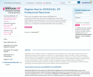 seroquelxrsamples.com: Professional Resources | SEROQUEL XR® (quetiapine fumarate)
Obtain ongoing information and helpful resources for health care professionals related to SEROQUEL XR® (quetiapine fumarate), including the most up-to-date news, clinical information, information on professional events, patient tools, and more.