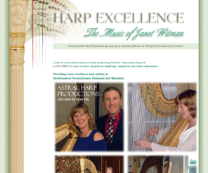 harpexcellence.com: Professional Harpist and Harp teacher in Delaware and Pennsylvania
Janet Witman plays harp at weddings and other events and teaches harp lessons in Delaware and Pennsylvania.