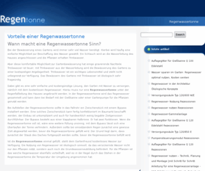 regenwassertonne.org: Regenwassertonne - kostenlose Gartenbewässerung mit Regenwasser
Sammeln Sie das Regenwasser in einer Regenwassertonne und bewässern Sie damit kostenlos Ihren Garten.