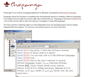 chopanga.com: Chopanga
SC UniPad is a Unicode plain text editor for the Windows NT and Windows 95 operating systems.