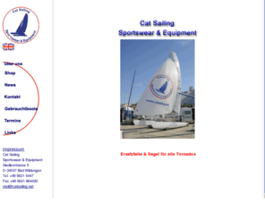 slam-shop.net: Cat Sailing Sportswear & Equipment for Tornado and other Cat's
Wir sind Zulieferer und Ausrüster mehrerer Olympia-Teams. Als aktive Cat Regatta - Segler beraten wir Sie gerne über die optimale Ausrüstung Ihres Tornado.