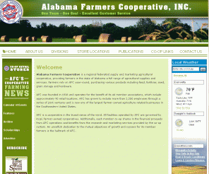 alafarm.com: 
Regional farm supply and marketing cooperative providing fertilizer, feed, seed, lawn, garden, Crop Protection Products, other farm supply needs, and grain marketing through member cooperatives in Alabama and NW Florida for farm supplies.