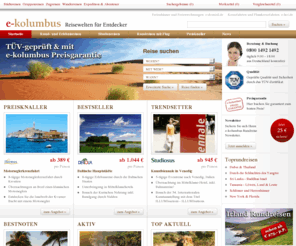 e-kolumbus.net: Rundreisen - Studienreisen - Erlebnisreisen - Trekking-Reisen - e-kolumbus
Rundreisen, Studienreisen, Erlebnisreisen, Wanderreisen und Abenteuerreisen online buchen. Ihr Service rund um den Urlaub