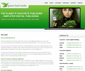 greenleafmedia.co.za: Green Leaf Media - Digital Publishing - www.greenleafmedia.co.za
Green Leaf Media - South Africa's leading Digital Publishing service provider. 
    			We convert your Print Ready PDF's into carbon neutral Digital Publications like: digital magazine, eBook, eMag, eBrouchure, eAnnualReports, etc