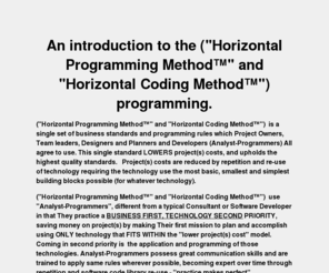 horizontalprogramming.com: Horizontal Programming Method™ and Horizontal Coding Method™ style of programming
Horizontal