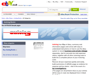autologbooks.co.uk: mileage log book items - Get great deals on expenses claims, mileage deduction items on eBay.co.uk Shops!
Buy items at low prices. Sign up with eBay.co.uk to begin buying and selling items online.