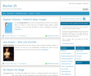 buecher25.de: Bücher 25 - Buch Suche und Preisvergleich
Ein Buch in Internet kaufen und verkaufen. Auf Buecher 25 de finden Sie sowohl neue als auch alte und antiquarische Bücher.