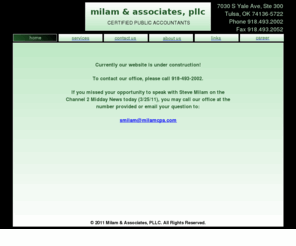 milamcpa.com: default.htm
Milam & Associates, PLLC is a Tulsa accounting firm that offers numerous tax services.