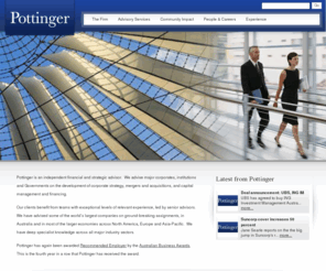 pottinger-co.com: Pottinger - independent corporate advisory
Independent financial corporate advisory services.  Mergers and acquisitions, corporate investment strategies, joint ventures.  Global market experience across sectors.