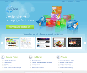 ucoz.de: uCoz – ist ein Universelles Siteerstellungssystem und ein Kostenloser Homepage Baukasten neuer Generation
Eigene homepage selber machen, schnell & ganz ohne Programmierkenntnisse – kostenlos! Gratis Webhosting mit unbegrenztem Webspace und Große Auswahl an fertigen Design Vorlagen. 100% gratis!