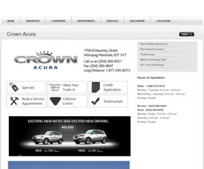 crownacura.net: Acura Dealer in Winnipeg Manitoba - Winnipeg MB Acura dealer New Acura cars Winnipeg MB Used Acura cars Winnipeg Manitoba
Crown Acura Winnipeg Manitoba 888-786-1651