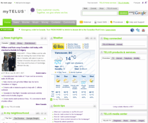 telus.net: TELUS, mobility, internet, telephone, tv, support, music, entertainment
myTELUS.com is operated by TELUS, one of Canada's leading telecommunication companies. It provides a full range of communications products and services for Canadians at home, in their workplace, and on the move. Telephone, Internet, IP, wireless and data solutions.