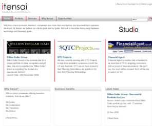 itensai.com: itensai : Creative Business Solutions
itensai - Creative Business Solutions and Consultancy. We look to maximise the synergy between technology and business goals. The perfect balance of experience and capability.