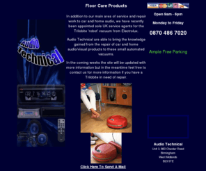 trilobite-repairs.com: Repairs and Service to Electrolux and Numatic
Car radio repair and car radio decoding. All types of car stereo and audio equipment repaired. Trade welcome. National coverage, based in Birmingham, West Midlands