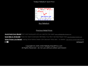 palladiumspotprice.com: Palladium Spot Price
Palladium Spot Price, Palladium Price, Current price of palladium, Platinum Group Metals