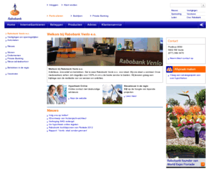 rabobankvenlo.nl: Rabobank - Rabobank Venlo e.o.
Rabobank Venlo e.o. biedt complete dienstverlening op het gebied van betalen, sparen, beleggen, hypotheken en verzekeren. We hebben vestigingen in de regio Venlo, Tegelen, Reuver en Baarlo.