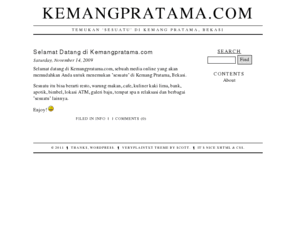 kemangpratama.com: Kemangpratama.com | Temukan 'sesuatu' di Kemang Pratama, Bekasi
Temukan 'sesuatu' di Kemang Pratama, Bekasi: resto, warung makan, cafe, kuliner kaki lima, galeri baju, bank, apotik, bimbel, sembako dan lainnya.
