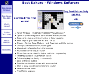 bestkakuro.com: Best Kakuro - Kakuro / Cross Sums software - Windows version
Best Kakuro / Cross sums puzzle creation software