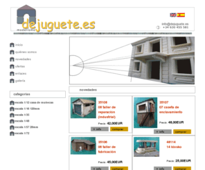 dejuguete.es: dejuguete.es - tienda online de modelismo especializado en arquitectura y complementos. Almería
<strong> dejuguete</strong>  tienda online de modelismo especializado en arquitectura y complementos. Somos fabricantes. Trabajamos
	todas las escalas. Hacemos trabajos por encargo. Preorder. Fidelidad arquitectónica, gran calidad de reproducción. Resina alta calidad, corte láser, 
	piezas originales. Alto nivel de detalle, montaje modular. Dejugete en Almería.