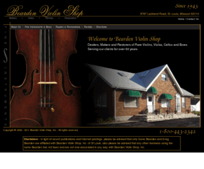 beardenviolinshop.com: Welcome to Bearden Violin Shop
Bearden Voilin Shop - L.Gene Bearden and Gregory Bearden, owners, are dealers, makers and restorers of rare violins, violas, cellos and bows in St. Louis, MO.