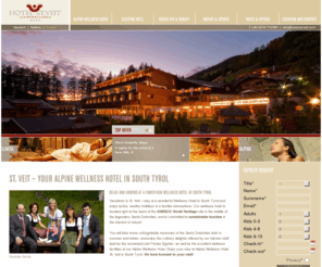 hotel-st-veit.com: Hotel Sexten - Hotel Sesto - Alpenwellnesshotel St. Veit, Hochpustertal, Alta Pusteria
Willkommen im Alpenwellnesshotel St. Veit, Ihrem Hotel in Sexten im Hochpustertal! Benvenuti nell' Hotel benessere St. Veit in Alta Pusteria, nel Vostro hotel a Sesto.