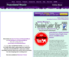 jamesmusserring.com: Peaceland Guitar Ring&reg - Online Store
Peaceland Music offers guitar, bass, and drum instruction, professional transcription, guitar tablature, and Peaceland Guitar Ring slides.