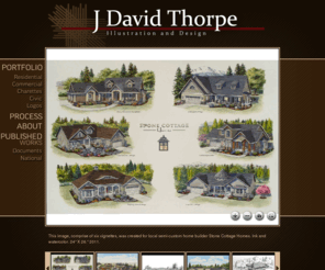 jdavidthorpe.com: J David Thorpe - Residential - This image, comprise of six vignettes, was created for local semi-custom home builder Stone Cottage Homes
This image, comprise of six vignettes, was created for local semi-custom home builder Stone Cottage Homes. Ink and watercolor. 24" X 26." 2011.