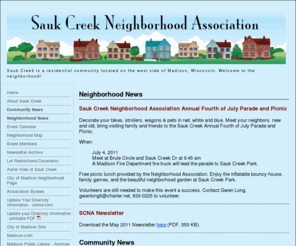 saukcreek.org: Sauk Creek Neighborhood Association - Madison, Wisconsin
Sauk Creek is a residential neighborhood on the west side of Madison, Wisconsin