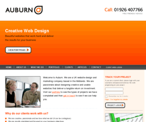 auburncreative.co.uk: Web Design Warwickshire | Website Designers | Auburn Creative
Auburn is a web design & marketing company with UK offices based in Warwick, in the Midlands. Offering a full range of services to SME businesses including; website design & development, ecommerce solutions, email and search engine marketing.