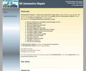 allautomotiverepair.com: All Automotive Repair - Home Page
All Automotive Repair - Full service automotive repair shop, located in McDonough, Georgia