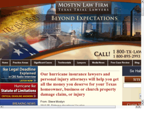 beaumontlawyer.com: Hurricane Damage Attorneys and Lawyers in Houston - Beaumont Texas | Hurricane Ike
We help thousands of Texas hurricane victims. Call 1-800-TX LAWYER (1-800- 895-2993) to get more money you may deserve for your hurricane property insurance claim.