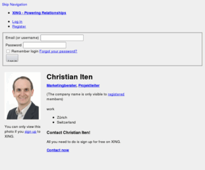 christianiten.com: Christian Iten - Marketingberater, Projektleiter - Marketing & Advertising | XING
Christian Iten, Zürich, Journalism, Marketing & Advertising, Education, Public Relations & Communications, Unternehmen, Organisationen, Agenturen