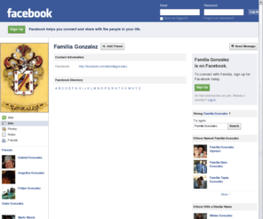 familiagonzalez.com: Incompatible Browser | Facebook
 Facebook is a social utility that connects people with friends and others who work, study and live around them. People use Facebook to keep up with friends, upload an unlimited number of photos, post links and videos, and learn more about the people they meet.