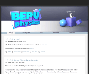 bepuphysics.com: BEPUphysics - Blog
BEPUphysics is a free, open source 3D physics library for XNA. It's fast too. Try it out!