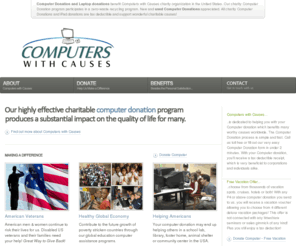 computerswithcauses.com: Computer Donation - Donate Computer to Charity - NonProfit
Donate computer with Computers with Causes and contribute to the future growth of our world. Education programs, foster homes, poverty stricken countries, disabled US Vets all benefit from computer donation.