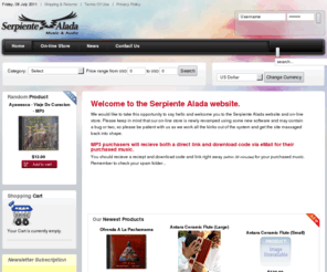 serpientealada.com: Serpiente Alada - Welcome to the Frontpage
Serpeiente Alada's online CD and music store. Featuring Peruvian titles.